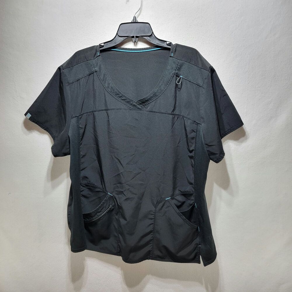 Women's Scrub Top Size 3XL Blaxk Short Sleeve Medical Shirt